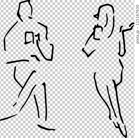 一個男人和一個女人坐著交談，獲取側視圖、橫斷面視圖和透視圖 115167630