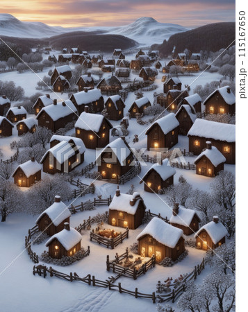 Tilt-shift village miniature 115167650