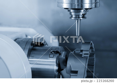 The motorcycle engine parts cutting by 4-axis CNC milling machine. 115168260