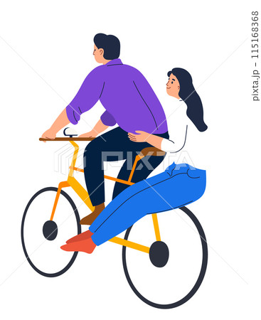 Couple Riding Bicycle Together vector 115168368