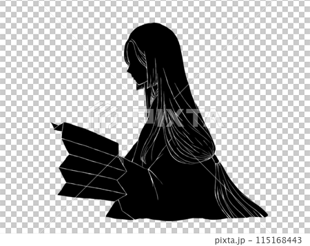 着物を着た昔の日本女性のシルエットイラスト 115168443