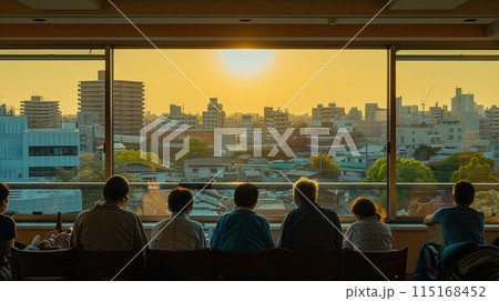 日本の病院で窓の外を眺める患者 日本の病院で窓の外を眺める患者 115168452