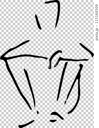 添景、断面図とパース用の床に座る人の線画イラスト 添景、断面図とパース用の床に座る人の線画イラスト 115168509