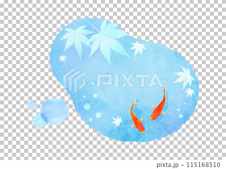 水彩タッチの金魚イラスト 夏イメージ 115168510