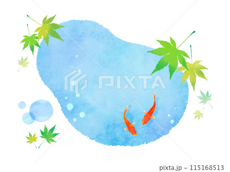 水彩タッチの金魚イラスト 夏イメージ 115168513