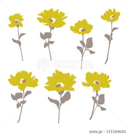 抽象的に可愛くシンプルに描いた花素材集, 抽象的に可愛くシンプルに描いた花素材集, 115169020