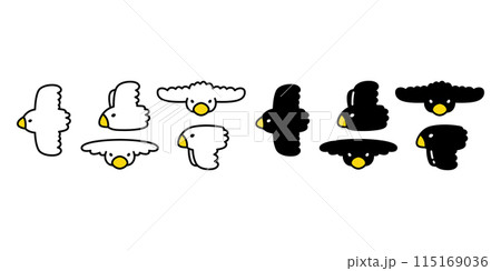 bird icon sparrow pigeon seagull crow vector flying pet cartoon character logo symbol illustration clip art isolated 115169036