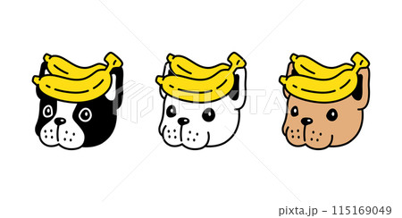 dog vector french bulldog banana face head icon cartoon character puppy pet doodle symbol illustration clip art isolated 115169049