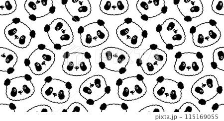 panda seamless pattern polar bear face head teddy fluffy fur vector pet cartoon doodle gift wrapping paper repeat wallpaper tile background illustration scarf isolated 115169055