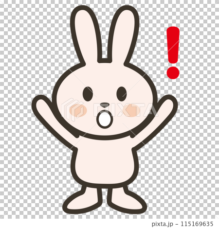 びっくりするうさぎさんのイラスト びっくりするうさぎさんのイラスト 115169635