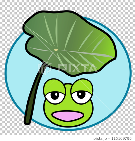 Illustration of a tree frog under a taro leaf Illustration of a tree frog under a taro leaf 115169796