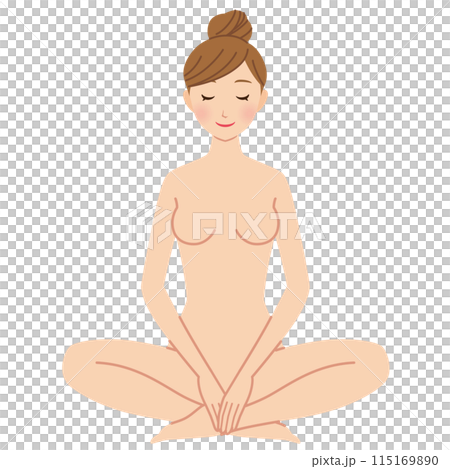 瞑想　女性　全裸 