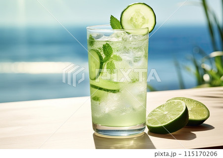 Refreshing Cucumber Lime Cooler by the Sea 115170206