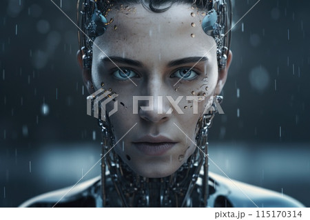 Cybernetic Woman in Rainy Future 115170314