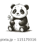 竹を持つ癒しの手書き風パンダ 115170316