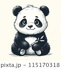 かわいい手書き風パンダのイラスト 115170318