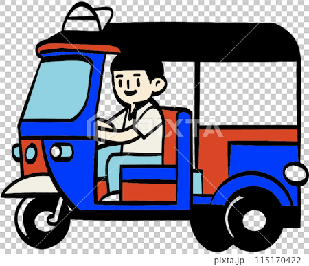 Tuk Tuk Thailand with a driver and isolated 115170422