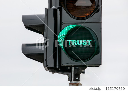 TRUST concept. Traffic Light with red light 115170760