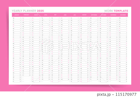 Bright and Colorful 2025 Yearly Planner Template 115170977
