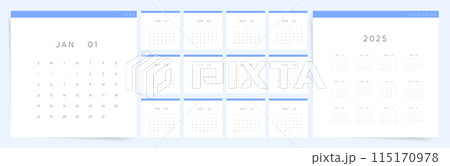 Clean Minimalist Square 2025 Calendar Design 115170978