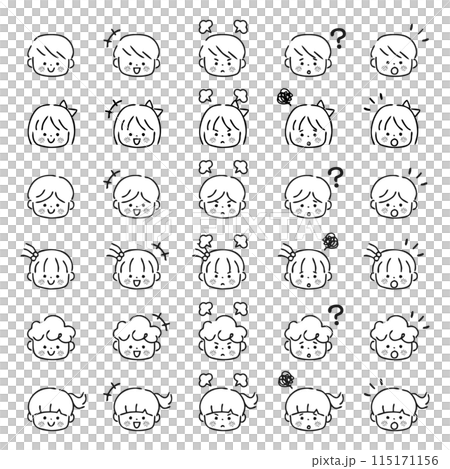 兒童的臉部圖示設定單色 115171156