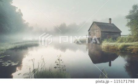 夜明けの霧の湖畔 夜明けの霧の湖畔 115171798