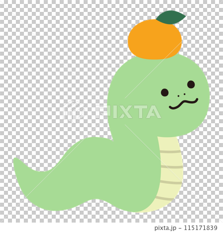 かわいい蛇のベクターイラスト　へび　みかん　巳年　干支　十二支　正月　 115171839