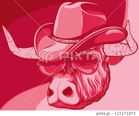 vector illustration of Bull head with sunglasses and hat vector illustration of Bull head with sunglasses and hat 115171873