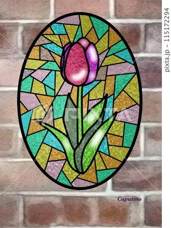 ステンドグラス風チューリップのイラスト素材 [115172294] - PIXTA
