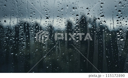 雨の日の窓についた水滴のイラスト素材 [115172890] - PIXTA