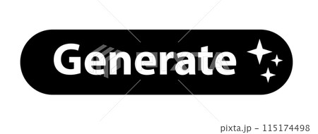 Generate AI button. LLM artificial intelligence icon. Machine learning generator sign. Generate text and image by pressing button prompt. flat style. 115174498