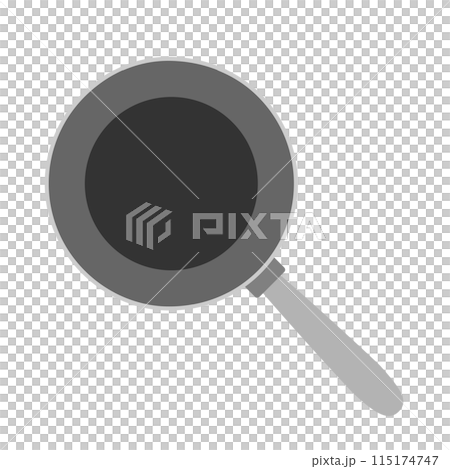 煎鍋的插圖材料。烹飪用具圖標 煎鍋的插圖材料。烹飪用具圖標 115174747