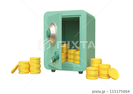金庫と硬貨　3Dイラスト 115175804
