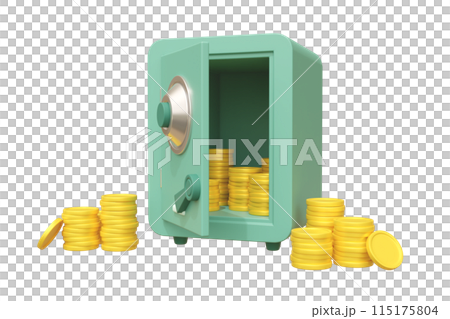 金庫と硬貨　3Dイラスト 115175804