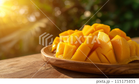 Sliced ripe mango 115175855