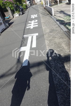 交差点を横断するカップル 115176049