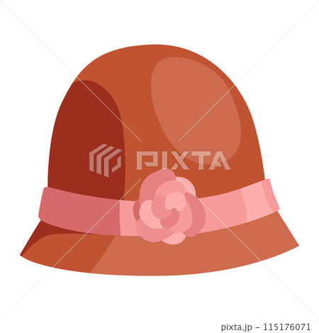 Cartoon hat icon. Female headwear with bow. Summer women vintage fashion hats vector. Illustration female accessory Cartoon hat icon. Female headwear with bow. Summer women vintage fashion hats vector. Illustration female accessory 115176071