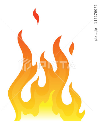 Fire flame icon. Cartoon heat wildfire or bonfire, burn power fiery. Power light energy silhouette. Campfire element in flat style. Isolated vector illustration Fire flame icon. Cartoon heat wildfire or bonfire, burn power fiery. Power light energy silhouette. Campfire element in flat style. Isolated vector illustration 115176072