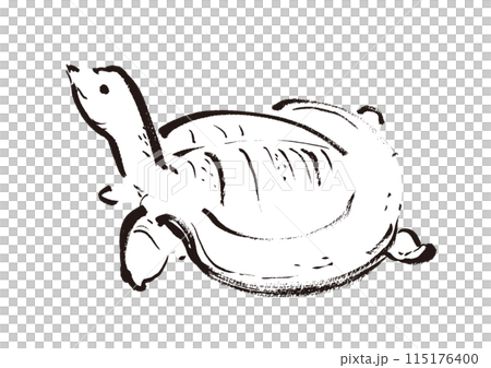 スッポンの手書き和風筆イラスト素材 115176400