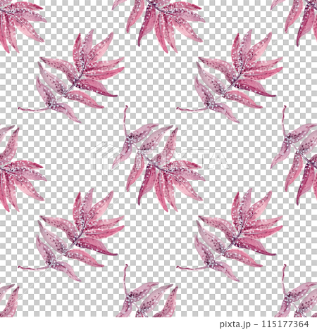 Autumn leaves. Falling rowan leaves. Vintage fall pattern, great design for any purpose. Watercolor illustration. Botanical background 115177364