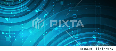 Abstract Artificial intelligence. Cloud computing. Machine learning. Technology web background. Virtual concept futuristic background. Vector art. 115177573