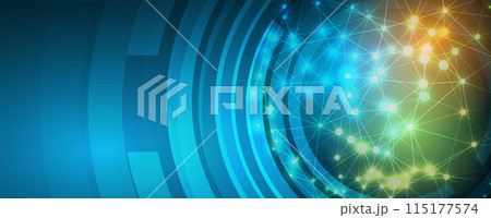 Abstract Artificial intelligence. Cloud computing. Machine learning. Technology web background. Virtual concept futuristic background. Vector art. 115177574