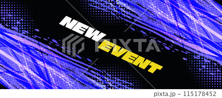 Abstract and Vibrant Sports Background with Purple Brush and Halftone Effect. Grunge Brushstroke Element for Poster or Banner Design Abstract and Vibrant Sports Background with Purple Brush and Halftone Effect. Grunge Brushstroke Element for Poster or Banner Design 115178452
