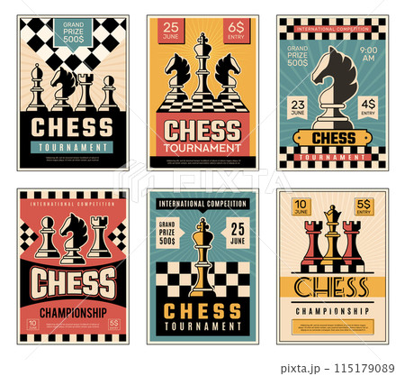 Chess competition. Poster invitation of sport club chess strategy game recent vector template 115179089