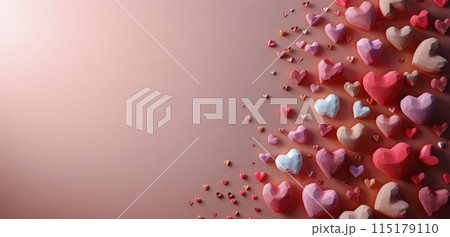 Pink And White Heart Shapes On A Peach Background 115179110
