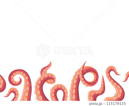 Tentacles background with scary tentacles of kraken octopus hands 115179155