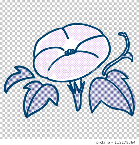 淡粉紅色的牽牛花,色調粗獷的簡單插圖。 淡粉紅色的牽牛花,色調粗獷的簡單插圖。 115179364