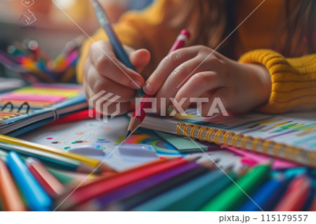 Children preparing for school, Buying school supplies, 115179557