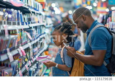 Children preparing for school, Buying school supplies, 115179616
