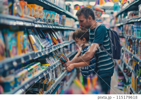Children preparing for school, Buying school supplies, 115179618